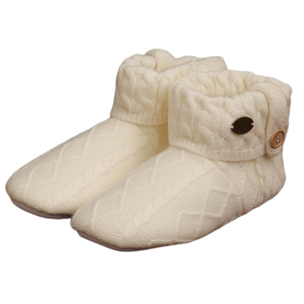 NEW Aran 100% Wool Irish Cable Knit Bootie Slippers (US 8-9)